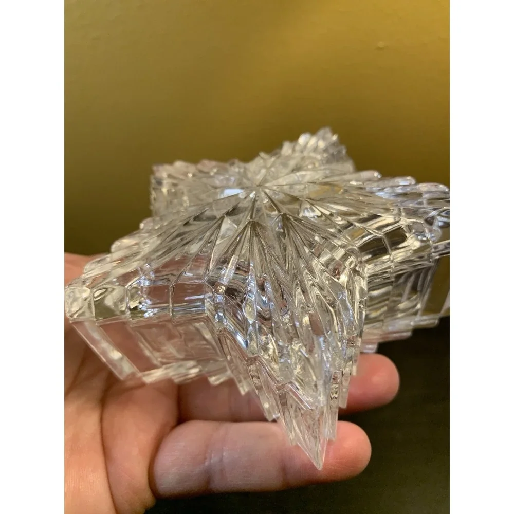 Vintage Glass Star Shaped Trinket Dish with Lid 4